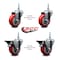 Service Caster 35 Inch Red Polyurethane 12 MM Threaded Stem Caster Set 2 Brakes SCC SCC-TS20S3514-PPUB-RED-M1215-2-PLB-2 - alternate 2